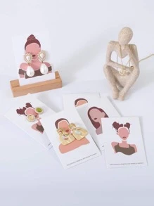 10張紙質首飾展示卡現代人物圖形首飾展示卡適合家用 - 白色 - 查看 3