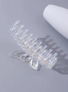 Pinza de pelo con diseño de mariposa, plástico grande, 1 pieza, adecuada para uso diario - Blanco - Ver 2