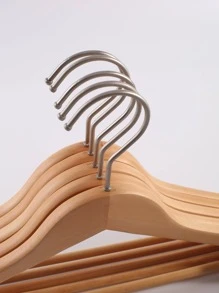 5 piezas/set colgador de ropa de madera, diseño de madera de loto, estante de ropa antideslizante y ahorrador de espacio para el armario del hogar - Beis - Ver 5