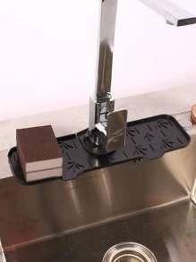 1pc Silicone Random Color Dish Drying Mat, Modern Black Dish Drainer Mat For Kitchen - Black - View 4