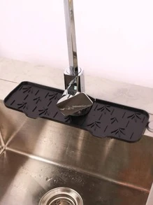 1pc Silicone Random Color Dish Drying Mat, Modern Black Dish Drainer Mat For Kitchen - Black - View 1