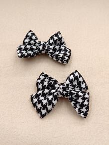 2 件儿童发夹，雪纺格子蝴蝶结发饰，韩式女童发夹，适合日常佩戴，圣诞礼物，四季皆宜 - 彩色 - 查看 3