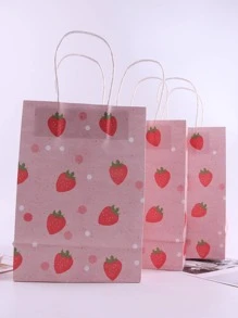 2入組紙禮品現代草莓圖案禮品袋 - 彩色 - 查看 2