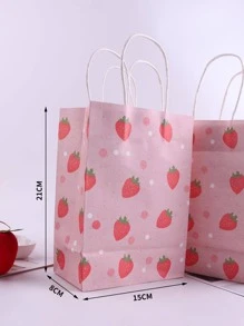 2入組紙禮品現代草莓圖案禮品袋 - 彩色 - 查看 3