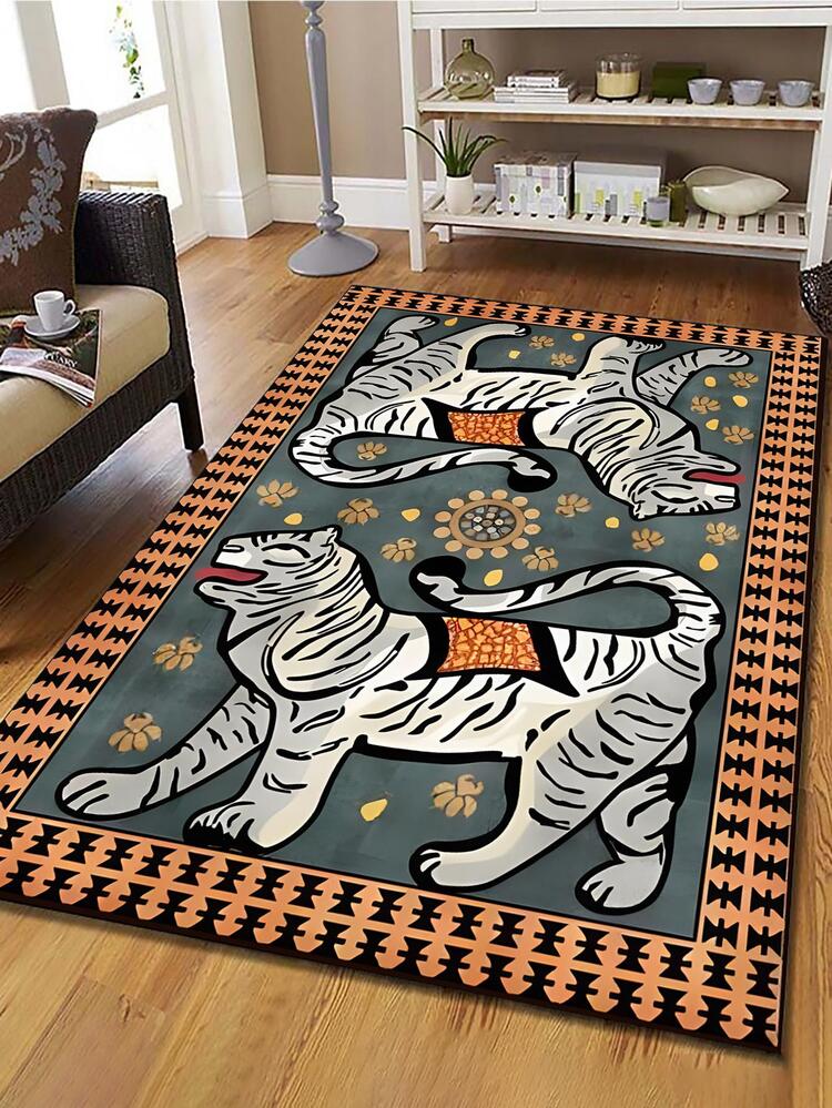 1個 虎パターン ラグ , モダン ファブリック フロアマット 用 ホーム