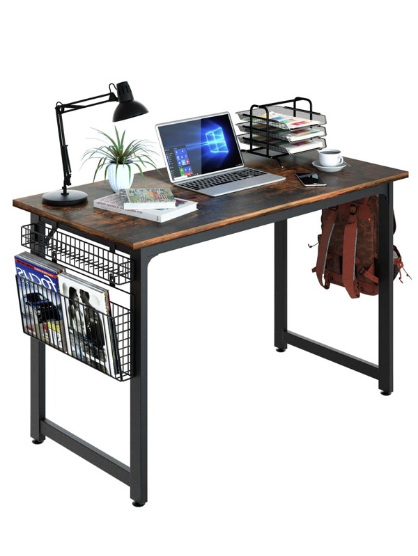 ASTARTH learning computer desk desk 47 inches family, wooden storage table, modern writing