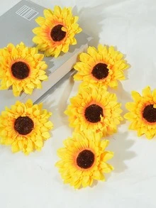7 Cái/bộ Đầu Hoa Hướng Dương Nhân Tạo Bằng Nhựa, Đầu Hoa Mô Phỏng Hiện Đại Cho Trang Trí Nhà - Vàng - Xem 4