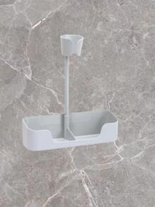 1pc Plastic Storage Rack, Minimalist Multifunction Wall Mounted Hair Dryer Holder For Home - Grey - View 1