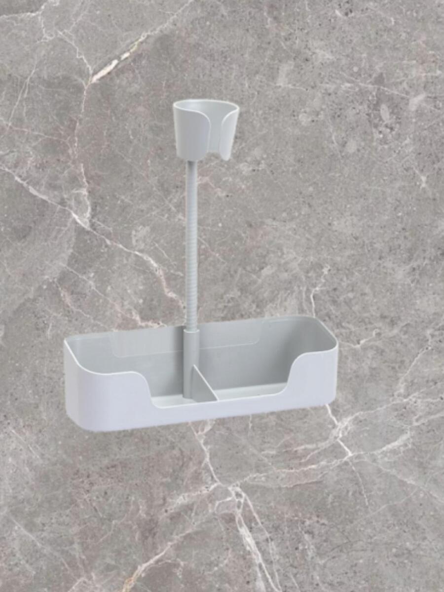 1pc Plastic Storage Rack, Minimalist Multifunction Wall Mounted Hair Dryer Holder For Home - Grey - View 1