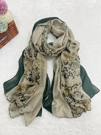 1pc Women Fashionable Vintage Braided Literary Scarf Pure Handmade Elegant Wrinkle Wrap Scarf Casual Floral Graphic Print Women Shawl For Daily Life Boho Accessories Women Winter Fall