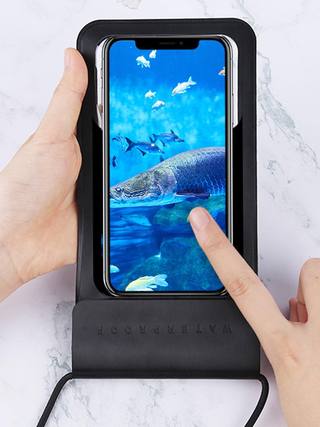 1入組透明手機黑色防水手機殼適用於戶外 - 黑色 - 查看 1
