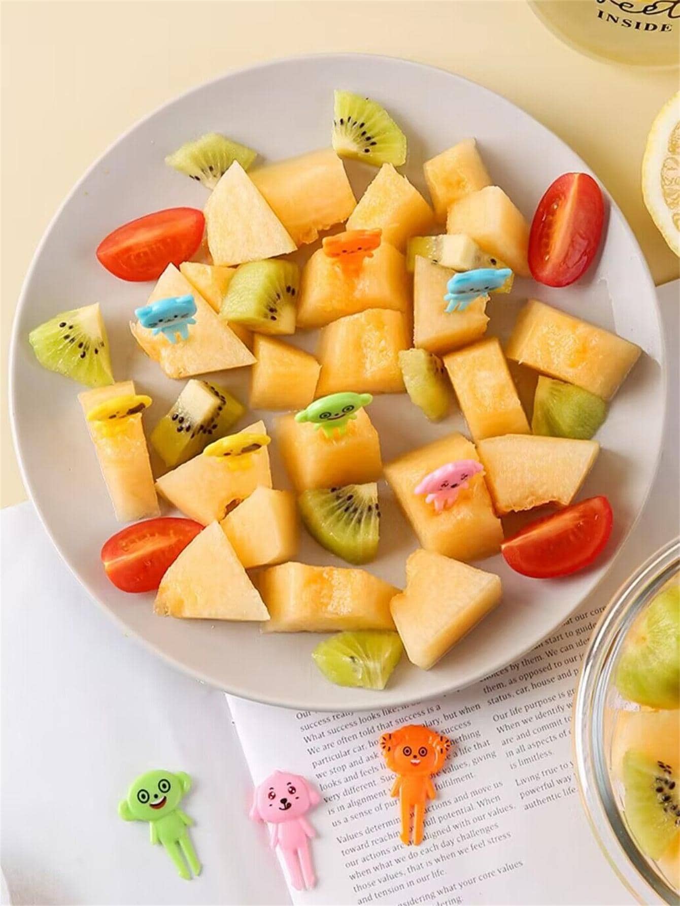 8 piezas/set Palo dibujos animados lindo de mono diseño fruta para fiesta - Multicolor - Ver 1