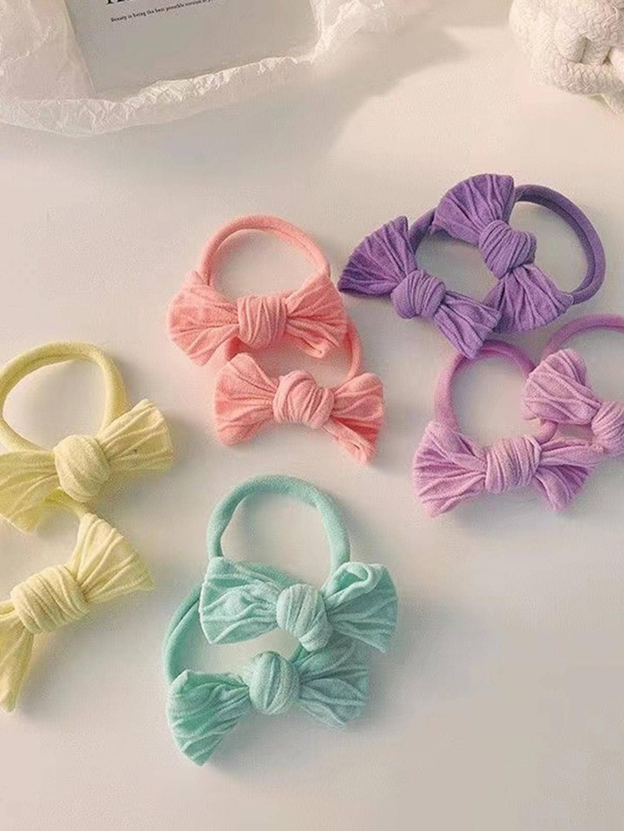 10pcs Girls Bow Decor Hair Tie For Hair Decoration
