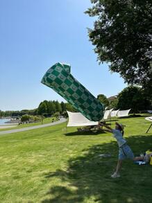 1入組滌綸充氣沙發，現代方格和卡通圖案戶外家用防水充氣沙發 - 彩色 - 查看 5