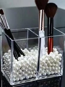 1pc Plastic Makeup Brush Storage Holder, Minimalist Clear Makeup Brush Storage Rack For Home,For Holiday Beach, Bathroom Collection, Bedroom Collection, Large Capacity - Clear - View 4