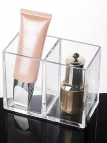 1pc Plastic Makeup Brush Storage Holder, Minimalist Clear Makeup Brush Storage Rack For Home,For Holiday Beach, Bathroom Collection, Bedroom Collection, Large Capacity - Clear - View 2