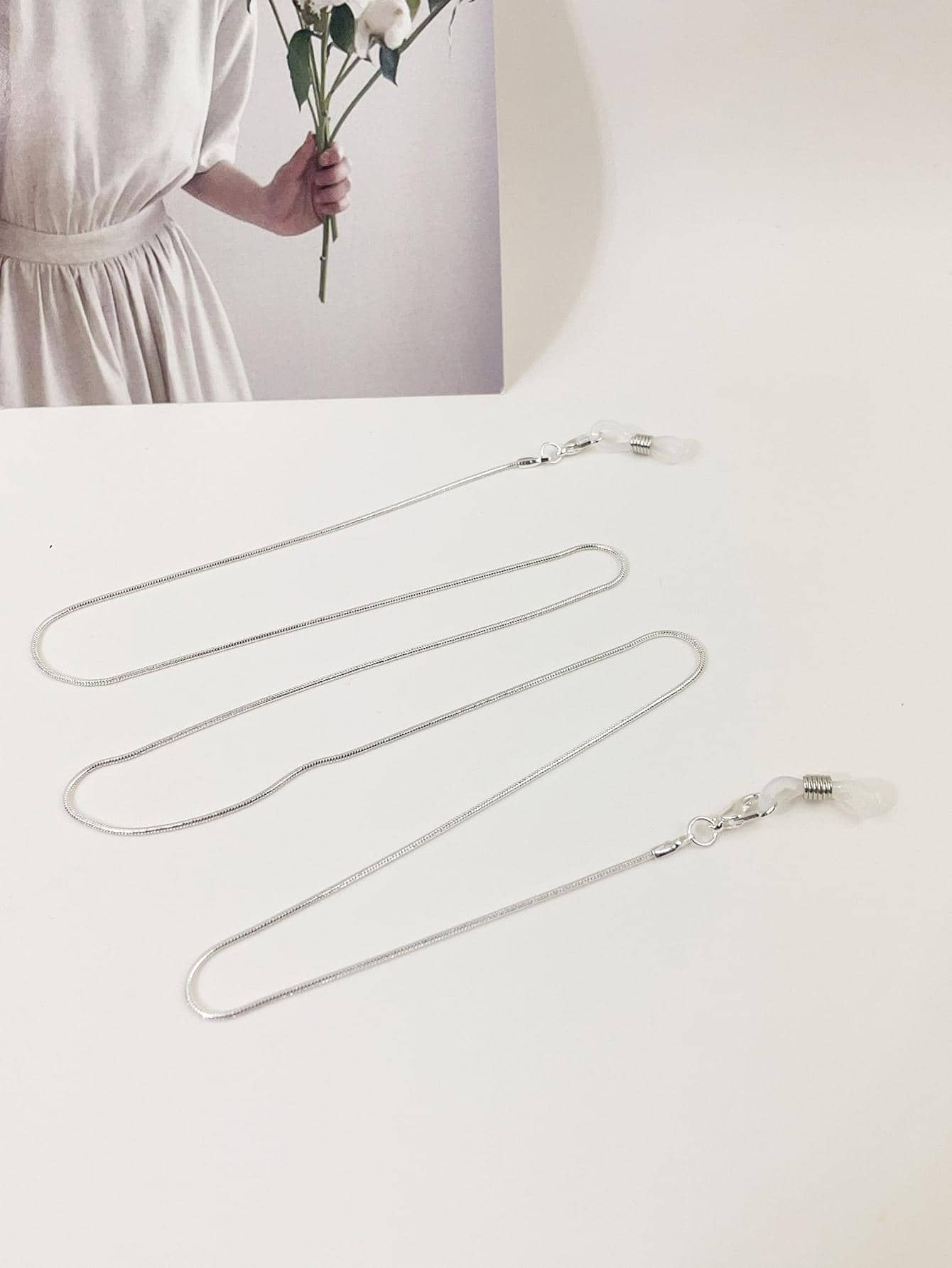 1pc Black/gold/silver Multifunctional Chain Strap For Face Mask, Eyeglasses, Phone, Necklace, Earphone - Silver - View 1