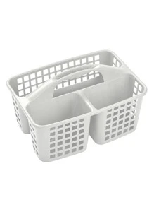 Cesta de almacenamiento de escritorio de plástico de 2 piezas, cesta de almacenamiento multifunción minimalista unicolor para el hogar - Gris - Ver 3