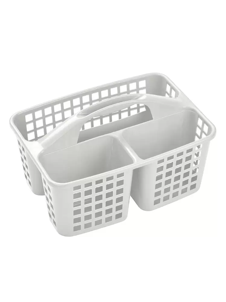 Cesta de almacenamiento de escritorio de plástico de 2 piezas, cesta de almacenamiento multifunción minimalista unicolor para el hogar - Gris - Añade 3