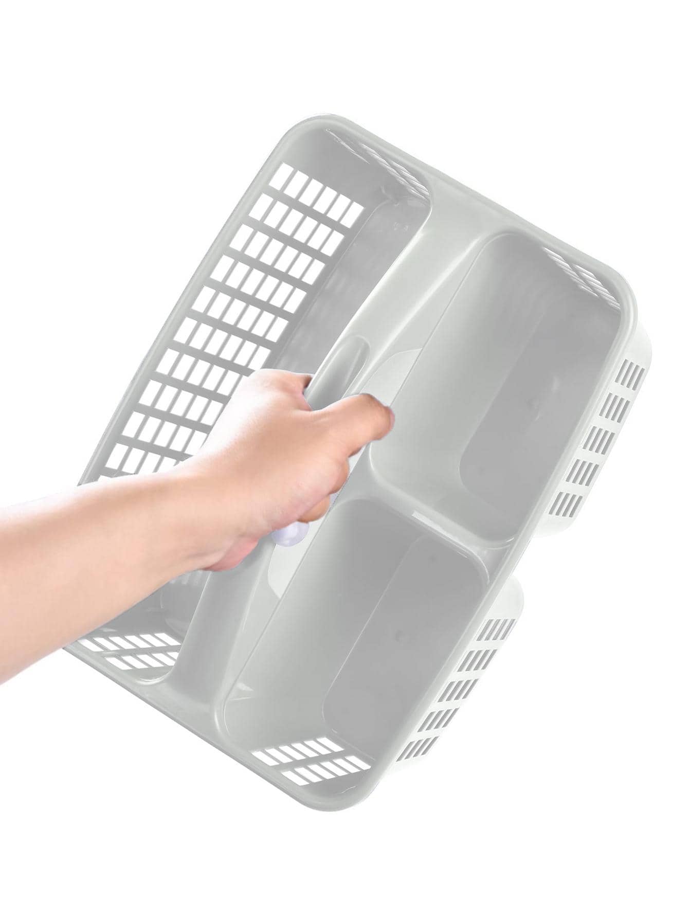 Cesta de almacenamiento de escritorio de plástico de 2 piezas, cesta de almacenamiento multifunción minimalista unicolor para el hogar - Gris - Añade 5