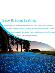 10入組/套合成樹脂裝飾鵝卵石現代夜光裝飾河石戶外用 - 藍色 - 查看 2