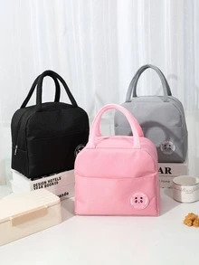 1 Máy Tính Di Động Đồng Bằng Túi Đựng Đồ Ăn Trưa, hiện Đại Vải Không Dệt Gấu Miếng Dán Trang Trí Túi Đựng Đồ Ăn Trưa Cho Văn Phòng Làm Việc Trường Dã Ngoại Bãi Biển - Hồng - Xem 3