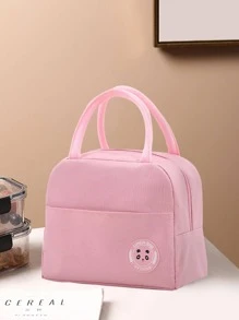 1 Máy Tính Di Động Đồng Bằng Túi Đựng Đồ Ăn Trưa, hiện Đại Vải Không Dệt Gấu Miếng Dán Trang Trí Túi Đựng Đồ Ăn Trưa Cho Văn Phòng Làm Việc Trường Dã Ngoại Bãi Biển - Hồng - Xem 1