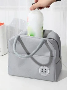 1 Máy Tính Di Động Đồng Bằng Túi Đựng Đồ Ăn Trưa, hiện Đại Vải Không Dệt Gấu Miếng Dán Trang Trí Túi Đựng Đồ Ăn Trưa Cho Văn Phòng Làm Việc Trường Dã Ngoại Bãi Biển - Hồng - Xem 5