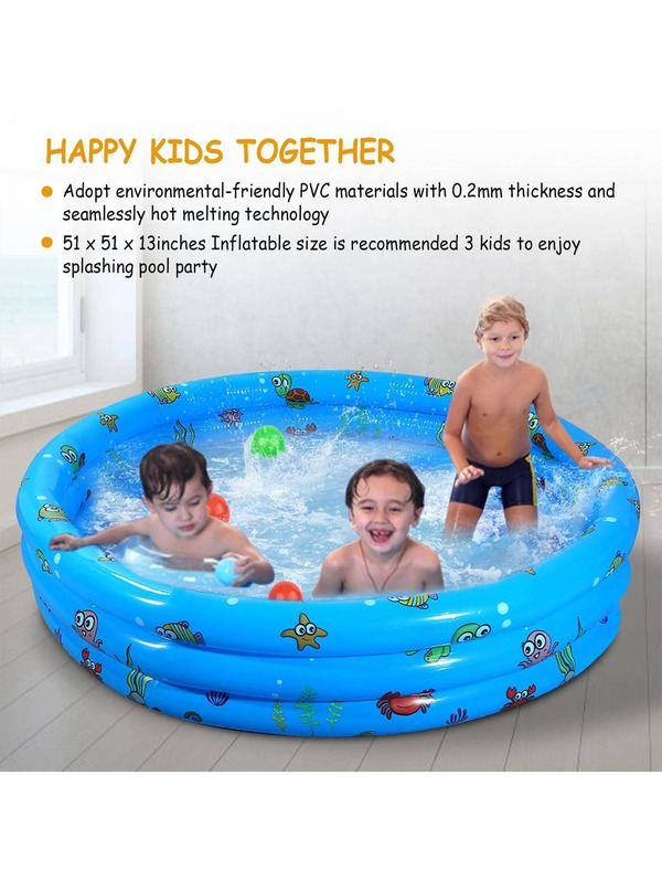 3 Rings Kiddie Pool for Toddler, 51X13in,Kids Swimming Pool, Inflatable Baby Ball Pit Pool
