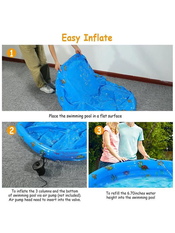 3 Rings Kiddie Pool for Toddler, 51X13in,Kids Swimming Pool, Inflatable Baby Ball Pit Pool