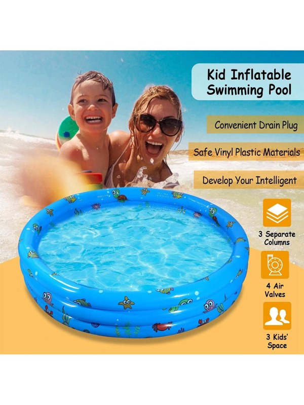 3 Rings Kiddie Pool for Toddler, 51X13in,Kids Swimming Pool, Inflatable Baby Ball Pit Pool