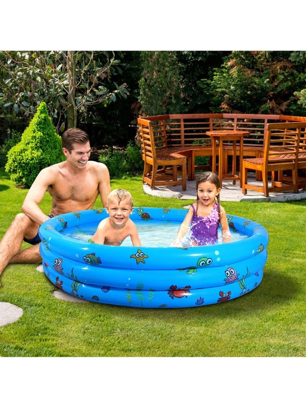 3 Rings Kiddie Pool for Toddler, 51X13in,Kids Swimming Pool, Inflatable Baby Ball Pit Pool