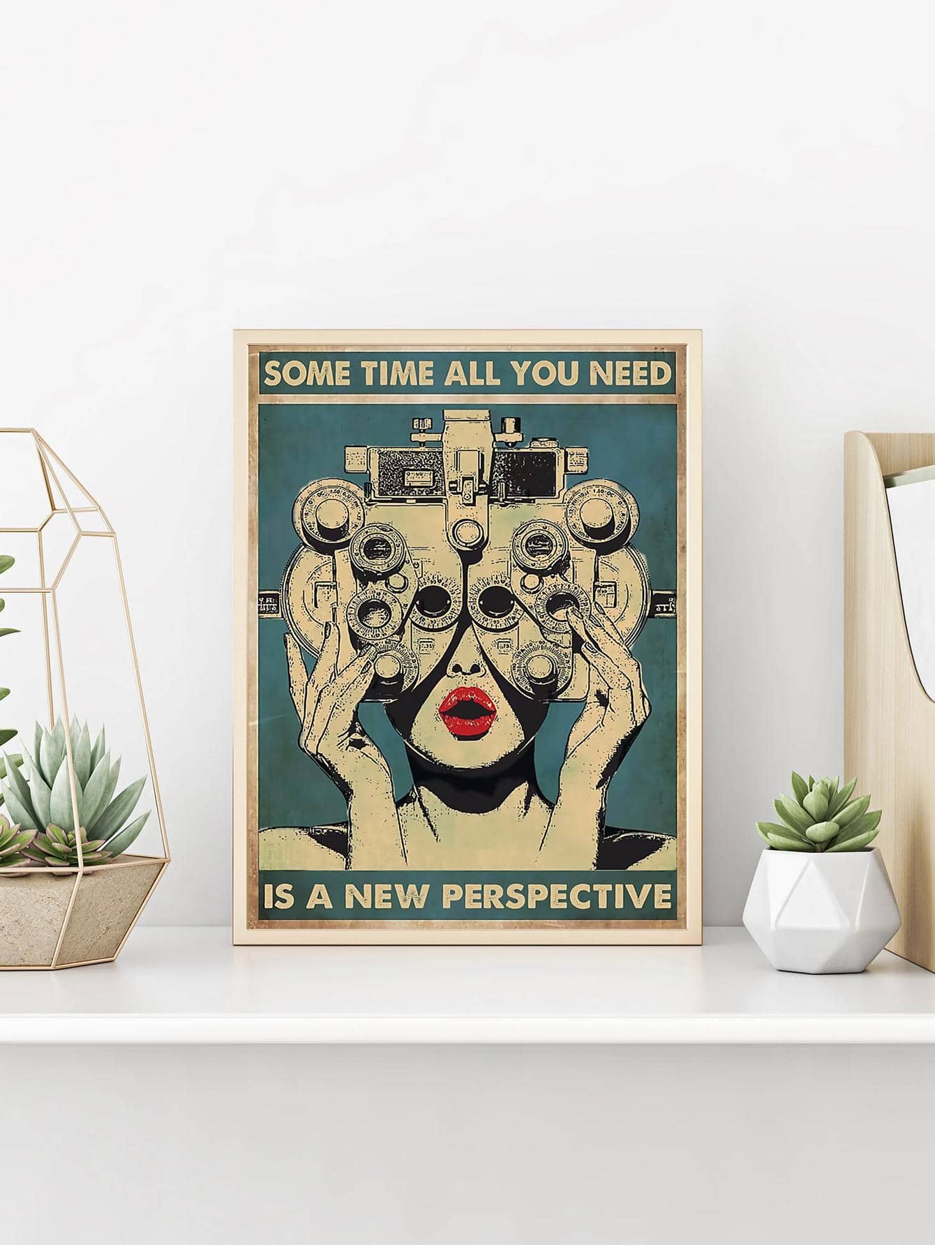 1入組合成纖維牆壁藝術印刷品海報、復古人物和標語圖形牆壁藝術繪畫牆壁裝飾 - 綠色 - 查看 1