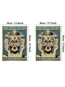 1入組合成纖維牆壁藝術印刷品海報、復古人物和標語圖形牆壁藝術繪畫牆壁裝飾 - 綠色 - 查看 4