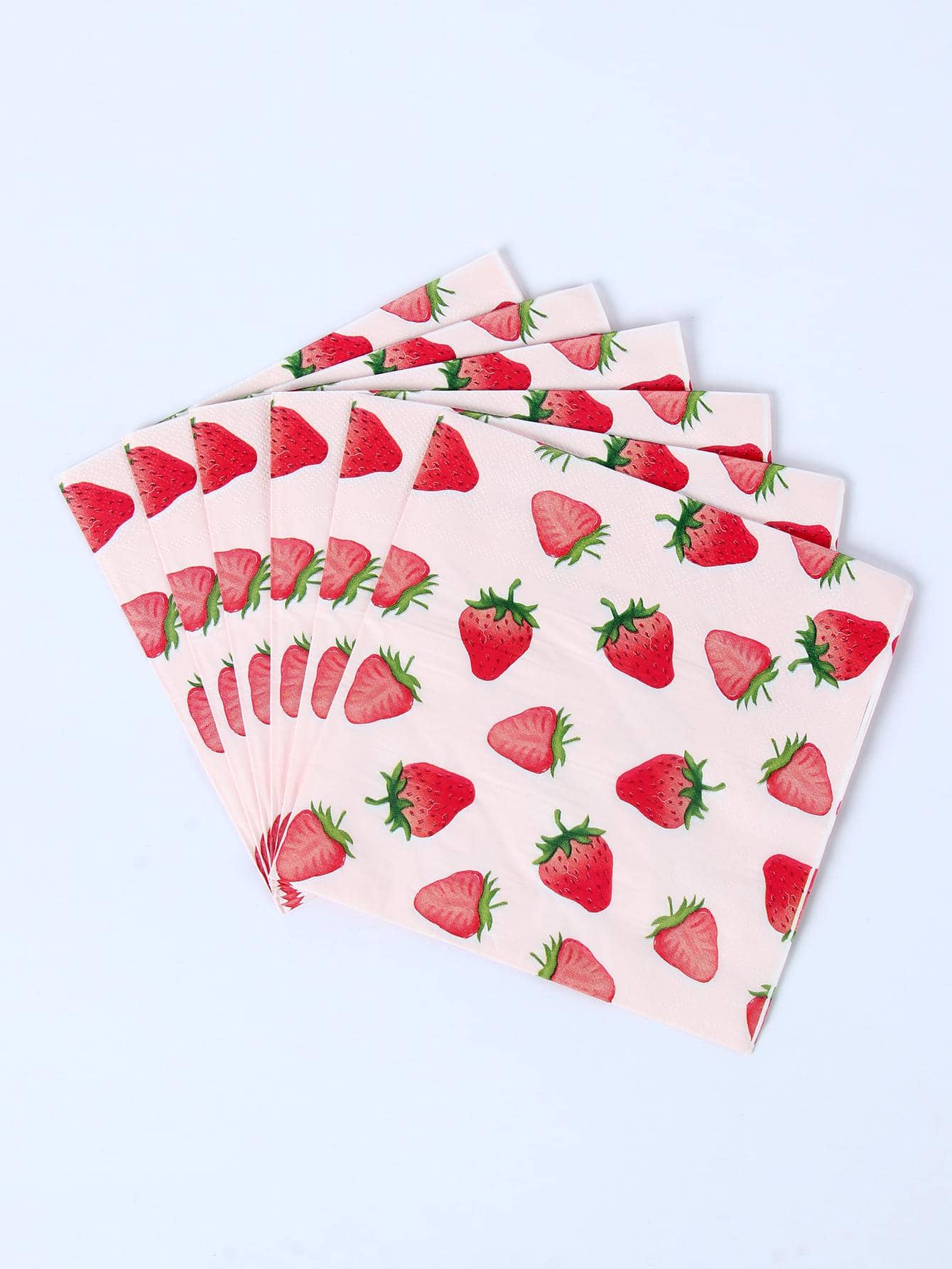 25pcs Strawberry Pattern Pink Disposable Paper Napkins, Suitable For Holiday Birthday Party Supplies, Christmas Theme - Multicolor - View 1
