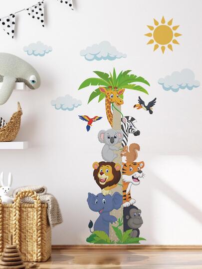 ملصق حائط بنمط حيوان كرتوني قطعة واحدة، ملصق حائط من البي في سي للديكور المنزلي، ملصقات، ملصق حائط، ملصق فينيل للديكورات المنزلية، عناصر ديكور الربيع لتجديد منزلك، ملصقات ديكور رامة هدايا عيد الميلاد والتخرج