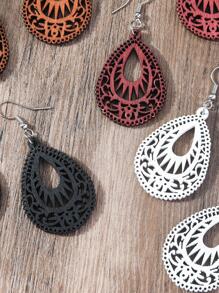 4 Pairs/Set Vintage Water Drop Earrings, Daily Decoration For Women - Multicolor - View 2