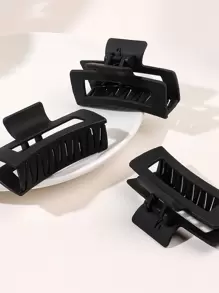 4 件装女士长方形时尚发夹，用于头发装饰休闲爪夹发夹发夹发夹发夹接发夹，学校用品，学院秋冬发饰，适合女士度假装扮 - 黑色 - 查看 4