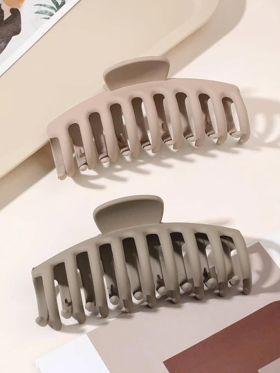 2pcs Matte Greyish-Brown Dinosaur Bone Hair Clips Casual Hair Claws Claw Clips Hair Jaw Clip Hair Clamps Hair Clutch Hair Catcher Clip Fall Winter Hair Accessories For Women For Vacation Outfits Woman