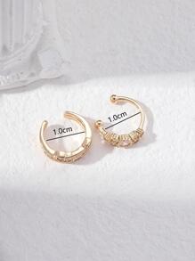 2-6 piezas Pendientes de clip dorados de lujo con piedra de circonita de cobre para mujeres, joyería para uso diario, citas, fiestas