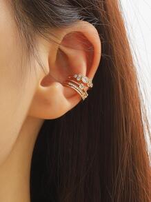 2-6 piezas Pendientes de clip dorados de lujo con piedra de circonita de cobre para mujeres, joyería para uso diario, citas, fiestas