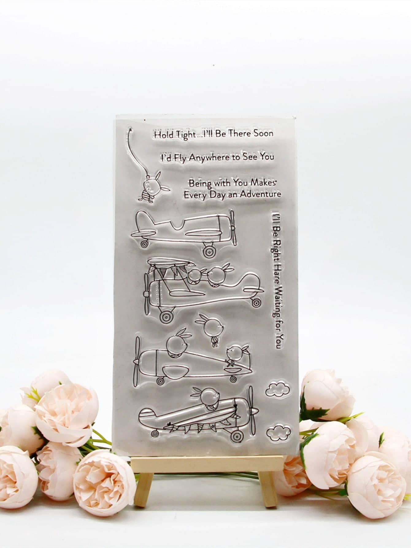 1枚飛機圖案透明印章簡單多用途印章用於剪貼簿、卡片製作、DIY工藝 - 無色 - 查看 1