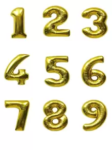 7 个数字和皇冠设计气球， - 金色 - 查看 3