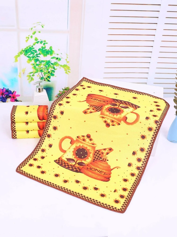 1 ชิ้น กาต้มน้ำ ลวดลาย ทันสมัย โพลีเอสเตอร์ เสื่อชา สำหรับ ครัว - สีเหลือง - ดู 1