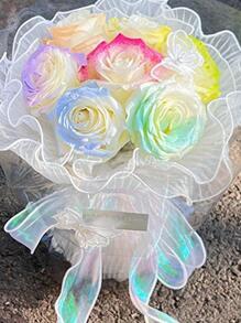 1入組素色禮品包裝絲帶現代純滌綸禮品絲適合家庭和聚會 - 白色 - 查看 2