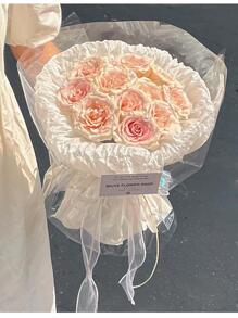 1入組素色禮品包裝絲帶現代純滌綸禮品絲適合家庭和聚會 - 白色 - 查看 6