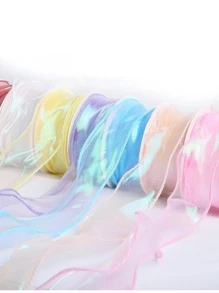 1入組素色禮品包裝絲帶現代純滌綸禮品絲適合家庭和聚會 - 白色 - 查看 4