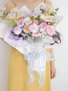 1入組素色禮品包裝絲帶現代純滌綸禮品絲適合家庭和聚會 - 白色 - 查看 11