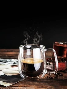 1 pieza Taza de café 250ml de vidrio nórdico transparente doble capas para cocina - transparente - Ver 3