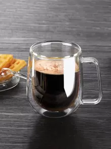 1 pieza Taza de café 250ml de vidrio nórdico transparente doble capas para cocina - transparente - Ver 1